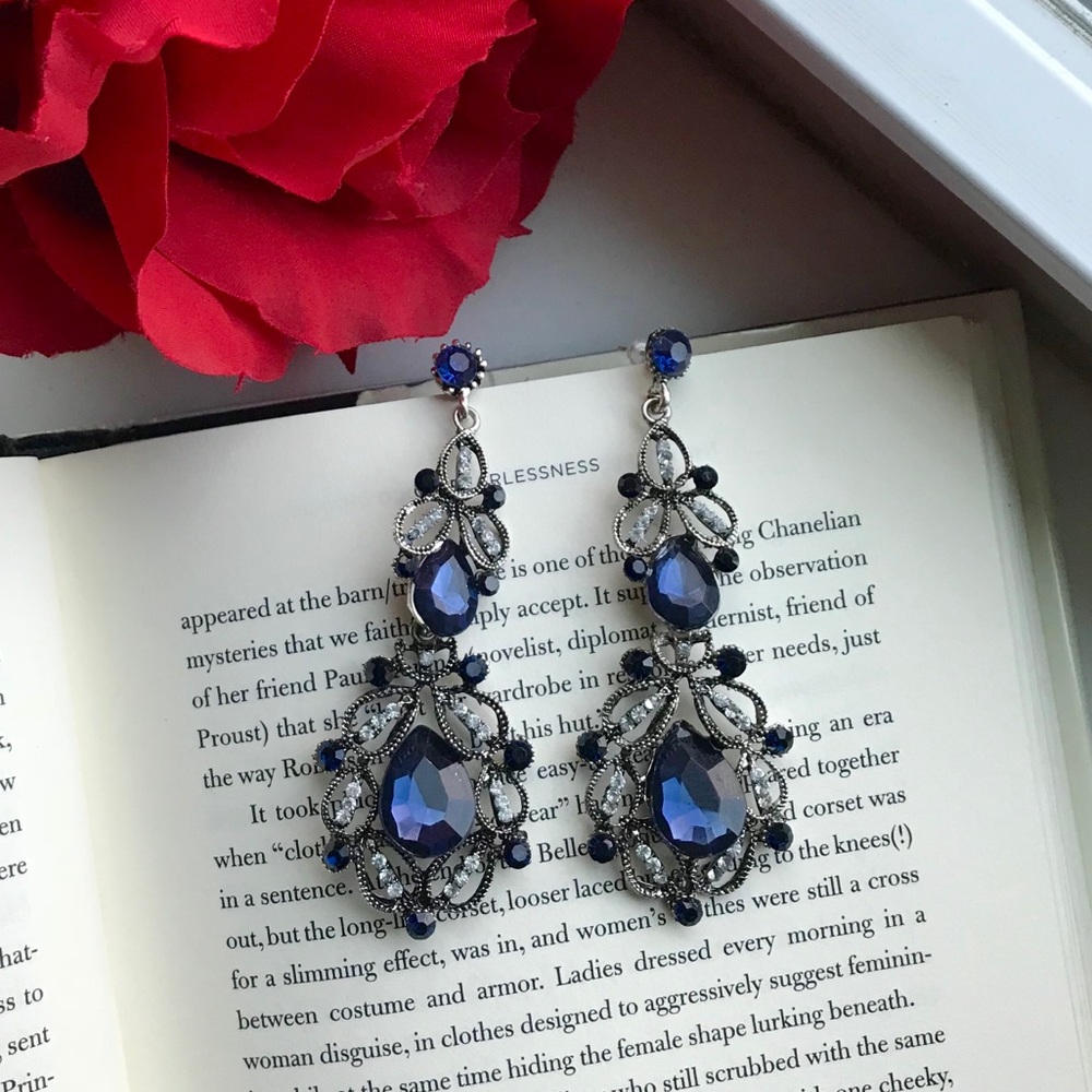 🔴 3/30$ Vintage Like Statement Blue Stud Earrings